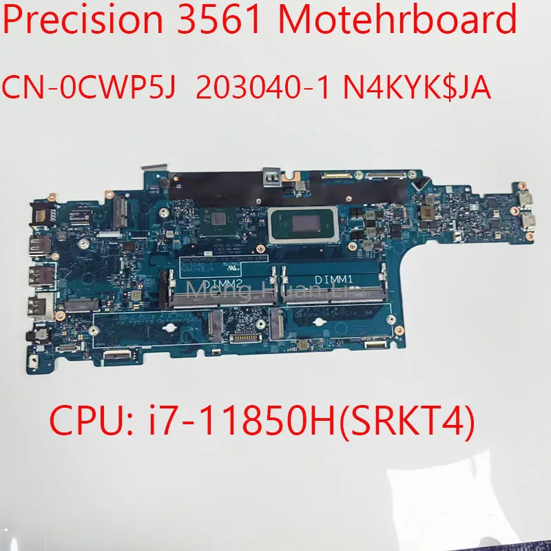 

0CWP5J 3561 Motehrboard 203040-1 CN-0CWP5J N4KYK для Dell Precision 3561, центральный процессор ноутбука: Φ (SRKT4) UMA DDR4 100%, тест ОК