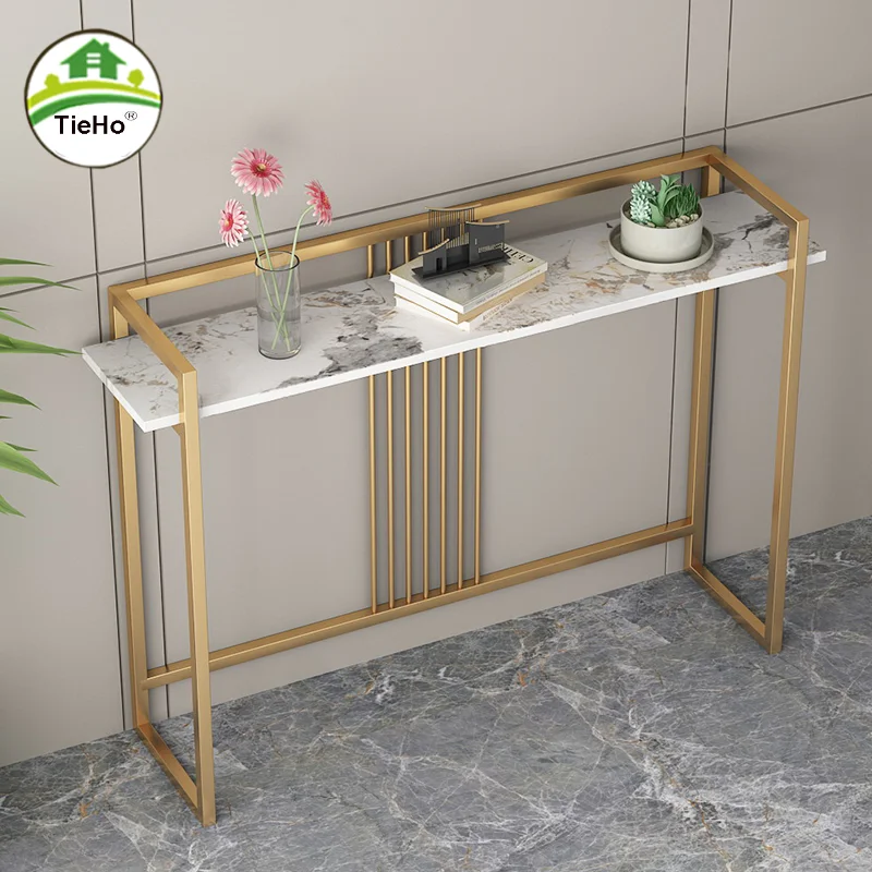 Luxury Hallway Slate Console Table Modern Minimalist Entrance Metal Long Side Table Fashionable Coffee Table Home Furniture