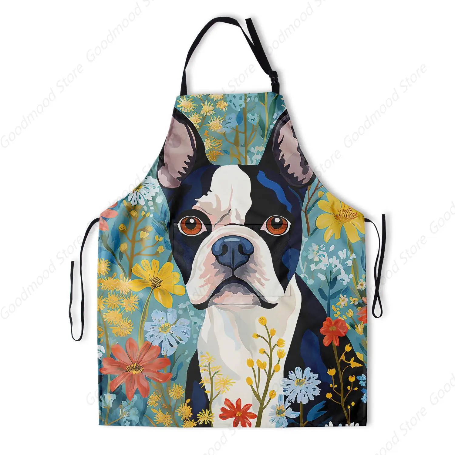 Dog Apron for Women with 2 Pockets Boston Terrier Dog Apron Puppy Pet Animal Kitchen Chef Aprons Bibs for Grooming Cooking