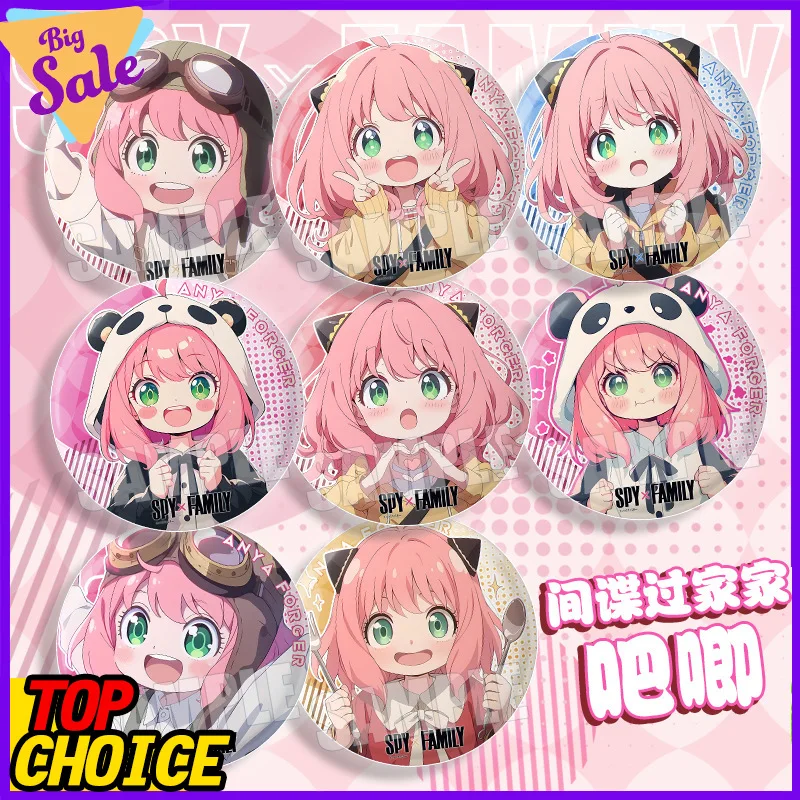 

Anya Forger SPY X FAMILY 58mm Anime Badge Pin Cartoon Spy X Family Merch Cute Character Accessories Brossom Button Metal