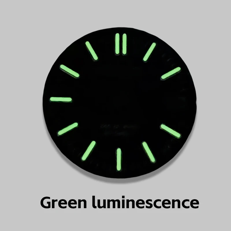 Esfera de 28,5 mm compatible con accesorios de modificación de reloj luminoso verde calibre NH35/NH36