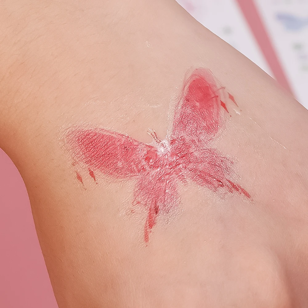 Waterproof Pink Butterfly Temporary Tattoo Sticker Self Adhesive Long Lasting Tattoo Stickers Women Body Arts Decoration Makeup