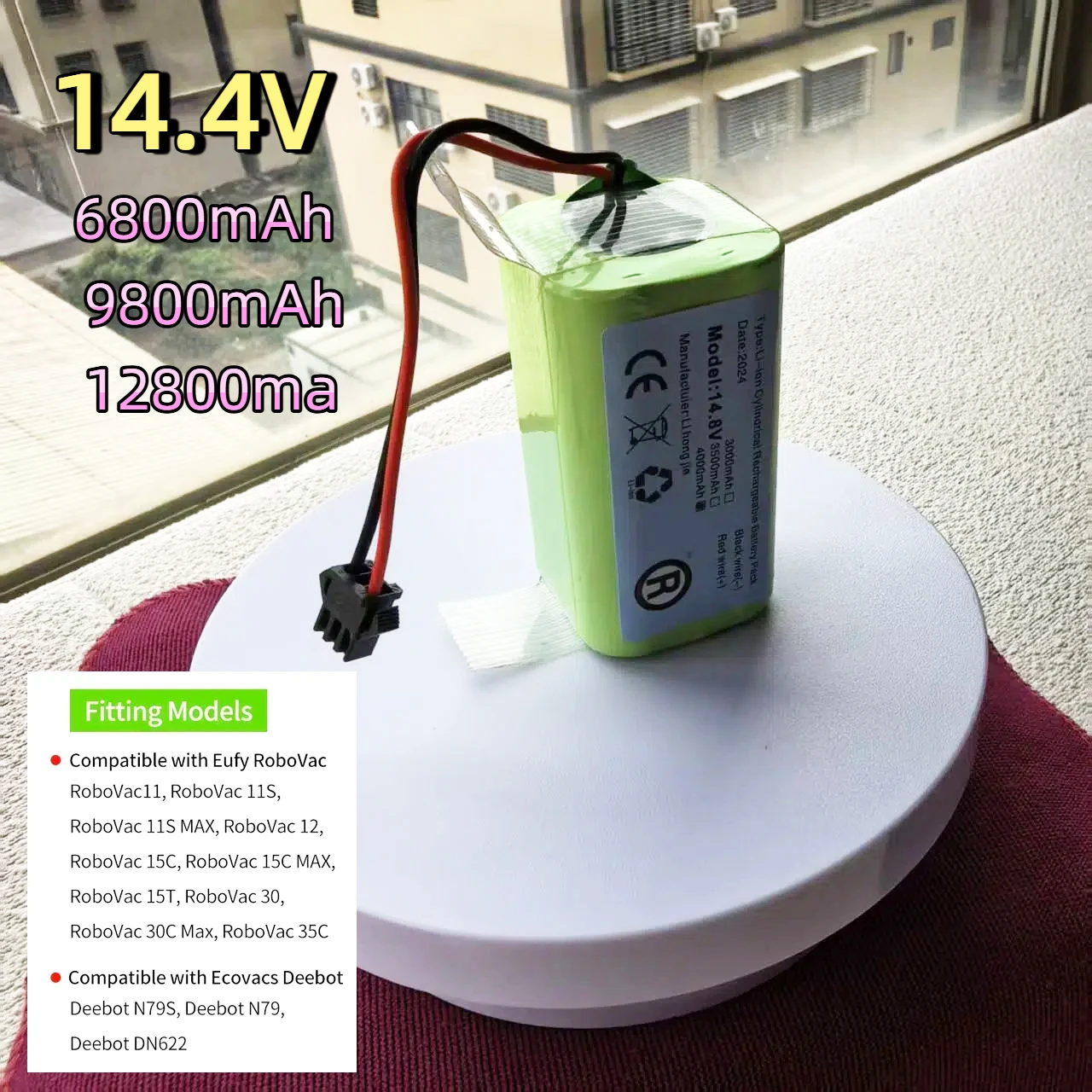 

for Kangjia 990 1090 Tesvor X500 Ecovacs Deebot N79N79S DN622 Eufy RoboVac 11 11s RoboVac 30，14.4V 12800mAh rechargeable battery