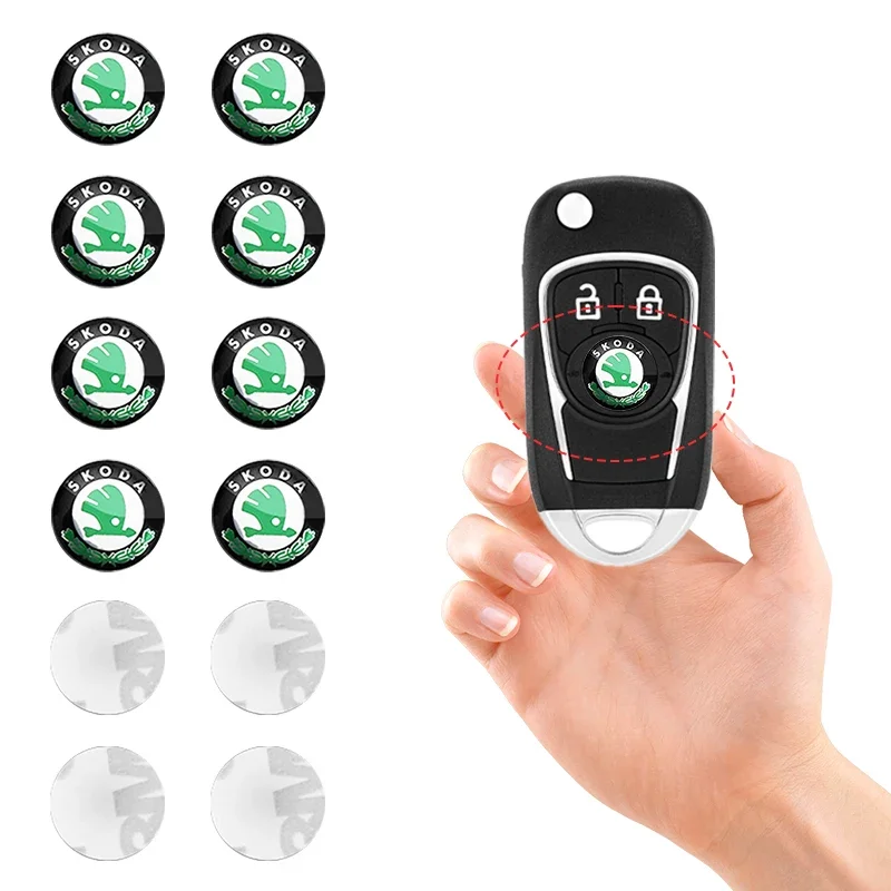 

10pcs Car Interior Modification Key Car Label Decoration Stickers For Skoda Octavia A2 A5 A7 Fabia Rapid Superb Yeti Accessories