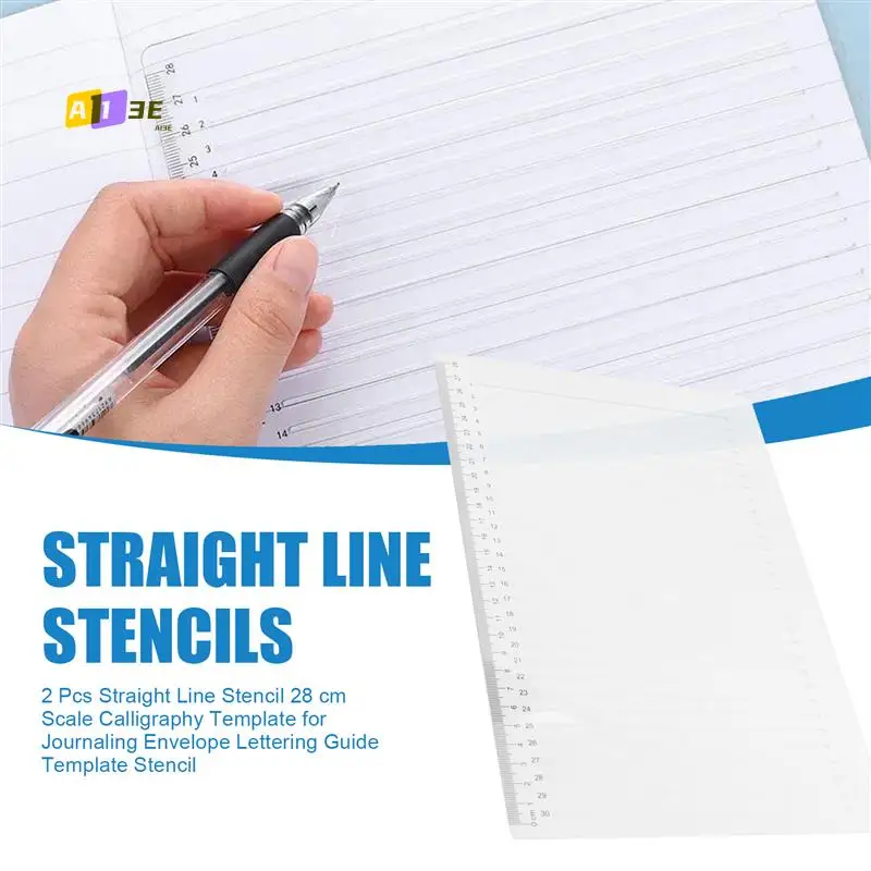 

A13E-2 Pcs Plastic Straight Line Stencil Template For Journaling
