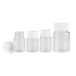 10PCS X 15ml 20ml 30ml 60ml 100ml Clear PET Seal Plastic Empty Liquid Bottles Vial Reagent Sample Container Plastic Cap w Gasket