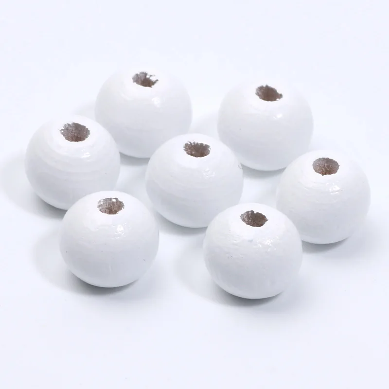 50/100/200pcs White Round Balls Loose Spacer Wooden Beads For Jewelry Making DIY Jewelry Beads Necklaces Bracelets Accessories