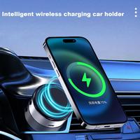 Wireless Car Mount Charger Strong Vacuum Suction Cup Phone Holder 15W Fast Wireless Charging Stand Mirror Magnetic Phone Holder