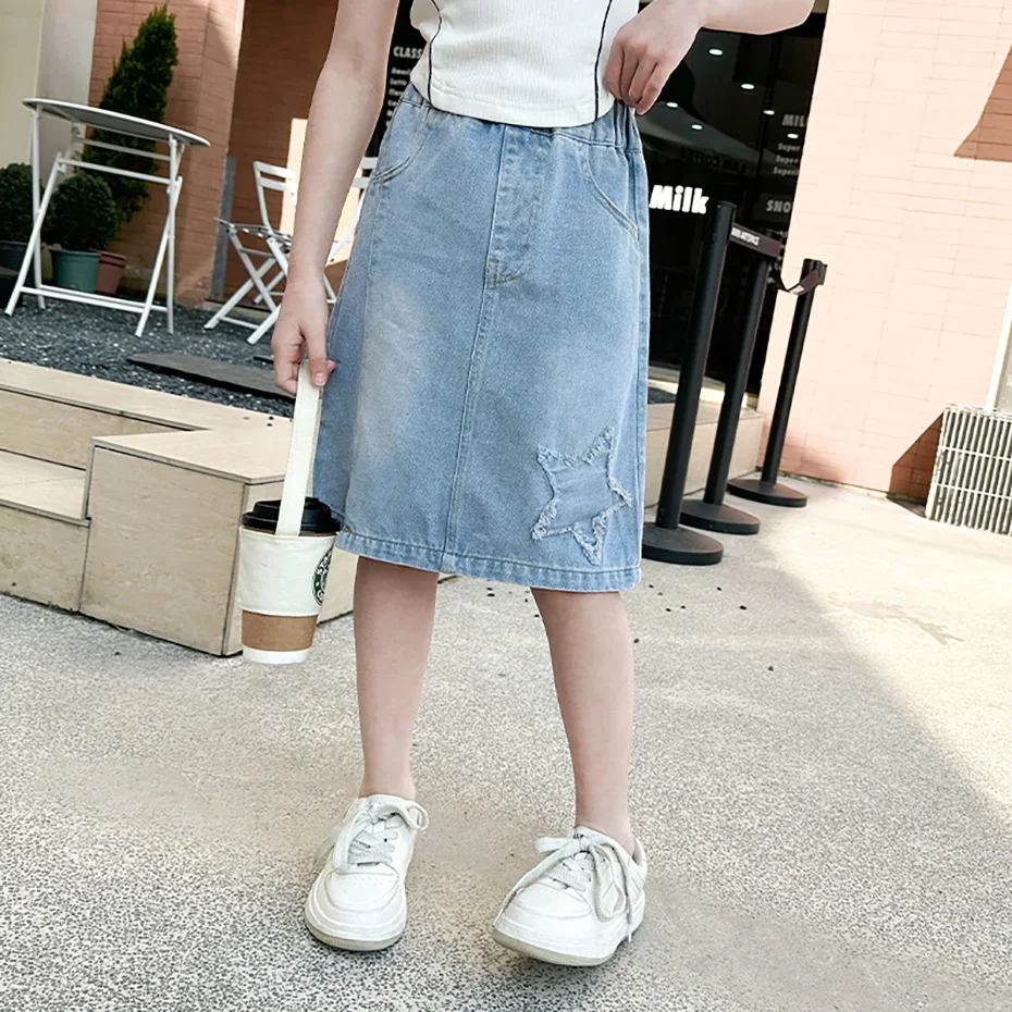 Girls Skirt Summer Denim Girls Cake Mini Pettiskirt Suitable For 1-6 10 12 14 Years Old