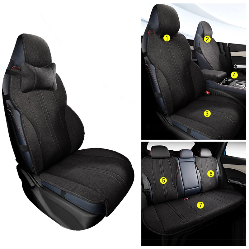 For BYD Atto 3 Ev High Quality Car Seat Covers Linen fabric Seat Cushion Front and Rear Split Bench Protection New byd act 3 22-