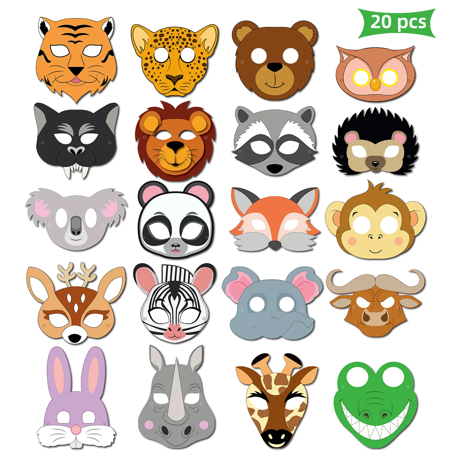 Zoo Party Games - 20 Piezas de Máscaras de Papel