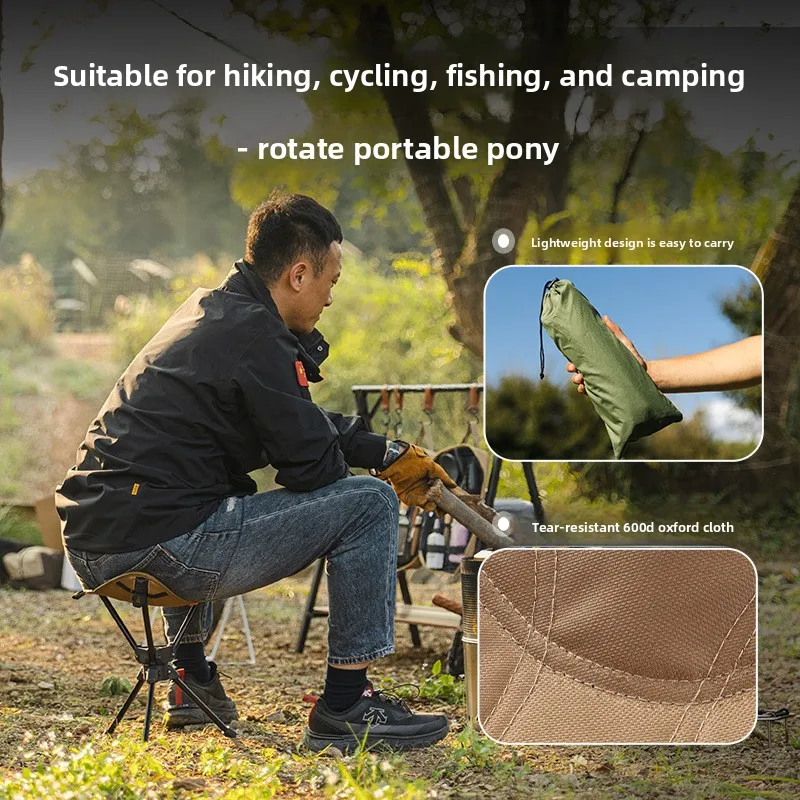 

Ultra Light Aluminum Alloy Outdoor Folding Chair Rotating 3-Legged Portable Stool Easy Storage for Camping Fishing Hiking Beach