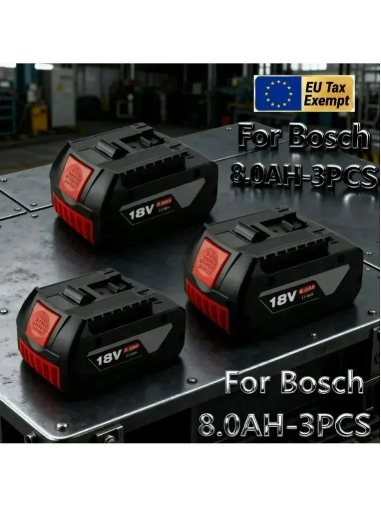 18V 8,0Ah Lithium-Ionen-Akku für Bosch Professional Elektrowerkzeuge, kompatibel mit BAT609G BAT618 BAT618G wiederaufladbarem Akku