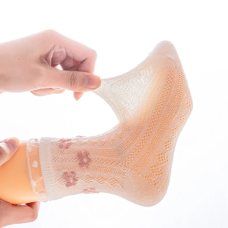 

5 Pairs Kids Girls Lace Ankle socks summer Bows Cute Breathable Anti-pilling Cotton Solid Sweet Princess Socks For Child Girls