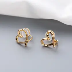 Korea Fashion Irregular Heart Clip on Earrings Non Pierced Cute Earrings for Women Trend Jewelry Gift