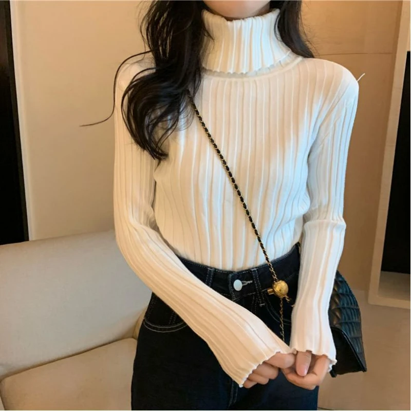 

Autumn Winter New Turtleneck Long Sleeve Fashion Sweater Women High Street Comfortable Casual Pullovers Elegant All-match Tops