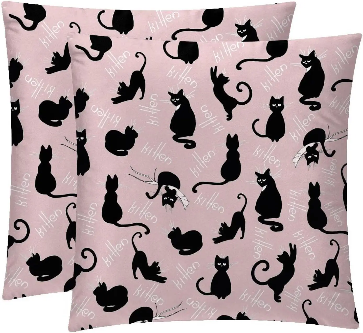 

Set of 2 Fall Pillow Covers 18x18in Pillow Cases for Fall Home Decoration, Animal Black Cat Pink Cartoon Pillows Decor Home