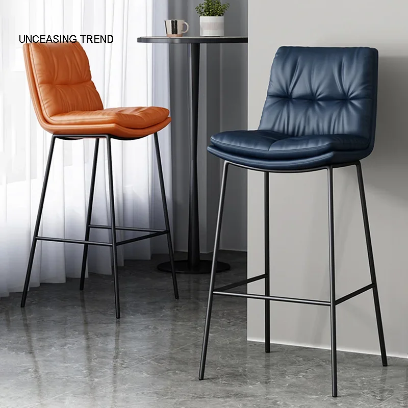 Modern Designer Bar Chairs Living Room Soft Ergonomic Kitchen Island Chair Stool Blue Iron Chaise Luxury Chairs For Dining Room