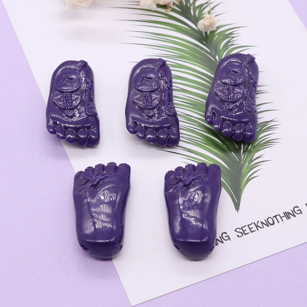 

Purple Synthetic Coral Polished Unique Personality Foot-shaped Straight-hole Loose Bead Pendant DIY Necklace Jewelry Accessories