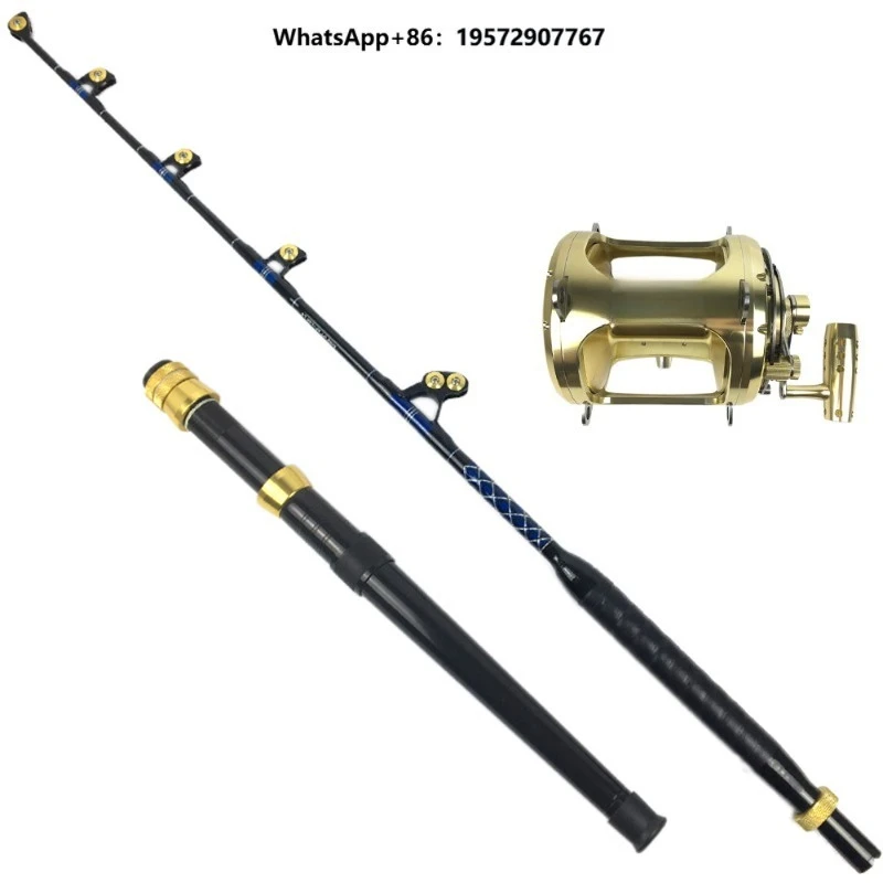 Fiberglass Fishing Rod And Reel Combo 80w Heavy  Reels Sea Trolling Deep Drop 130lb Fishing Rod Reel Combo