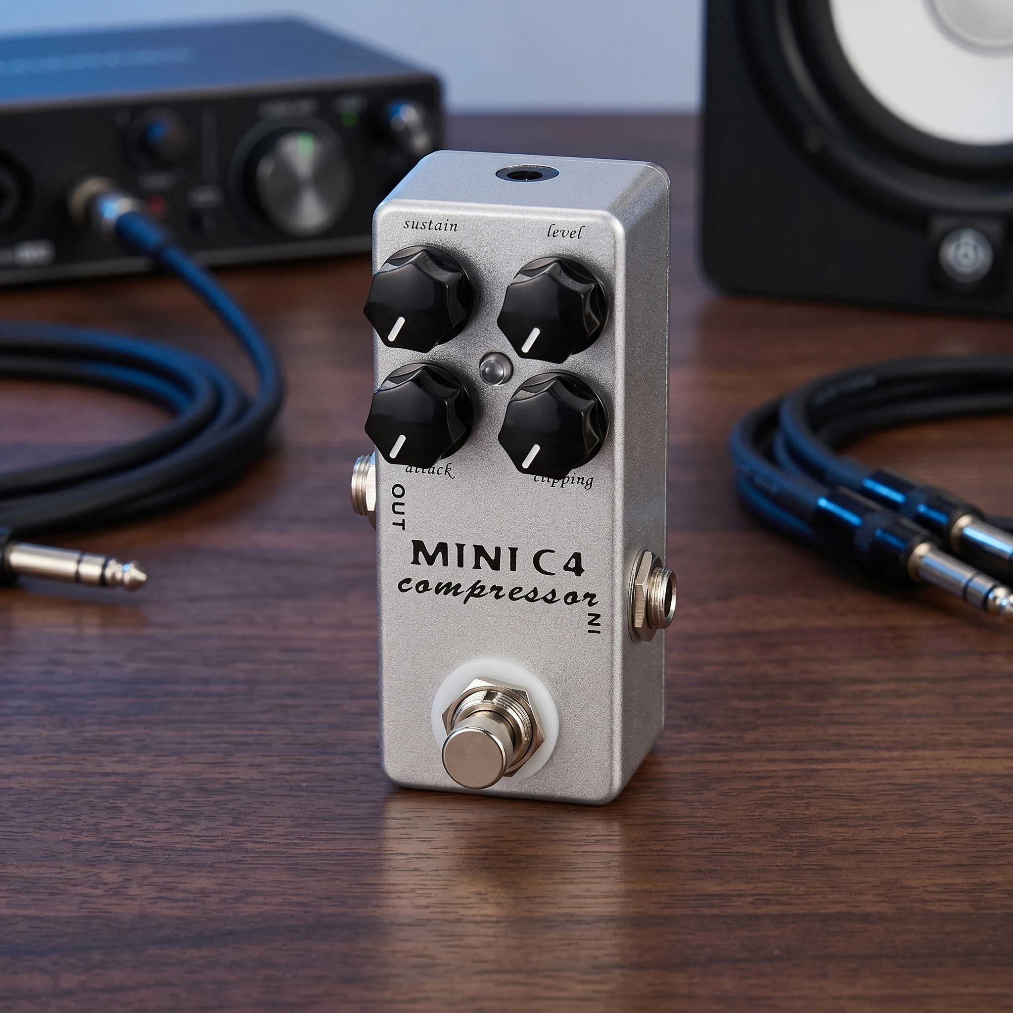 Pedal de Compressor Mosky MINI C4 para Guitarra, True Bypass, Carcaça de Metal, Mini Efeito para Guitarra Elétrica e Baixo, Acessório para Ensaio e Apresentação