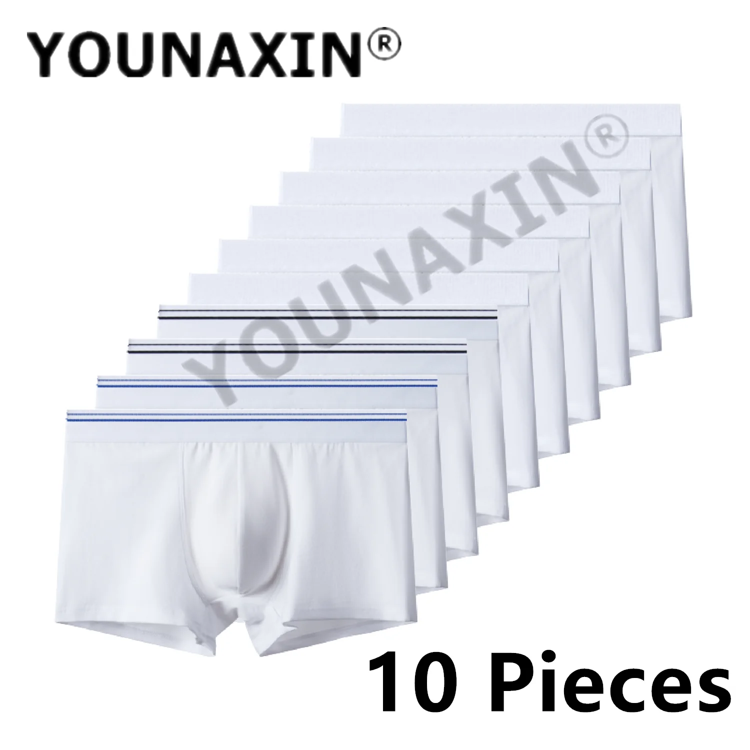 YOUNAXIN 10 Pieces Plus Size Men Underwear Boxers Shorts Knickers Panties Homme White Underpants Cotton Undies