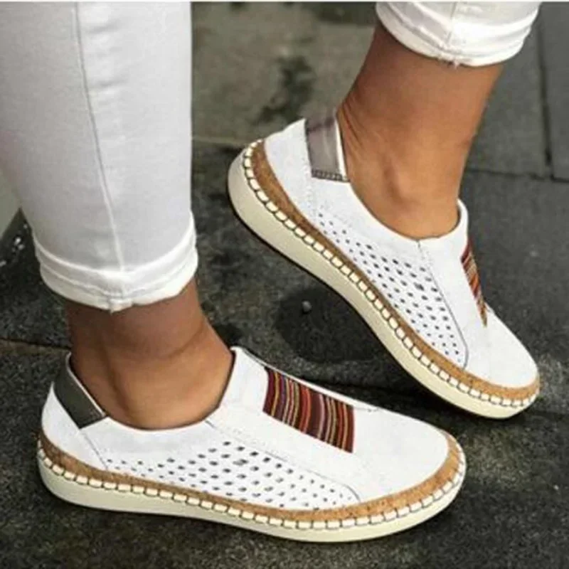 Fashion Women Slip on Sneakers Vulcanized Shoes Breathable Hollow Out Casual Outdoor Comfortable Plus Size Shoes