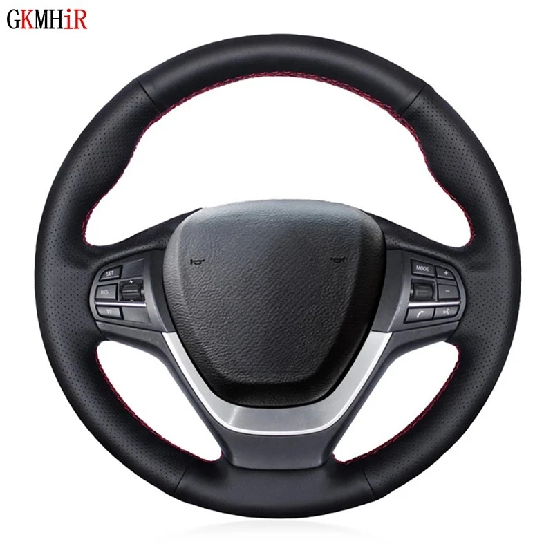 DIY Black Artificial Leather Hand-Stitched Soft Car Steering Wheel Cover For BMW X3 F25 2010-2017 X4 F26 2014