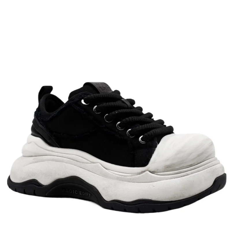 

Europe/American Retro Thick-Bottom Warped Head Canvas Shoes for Men's Breathable Comfortable Lightweight Height Increasing Shoes