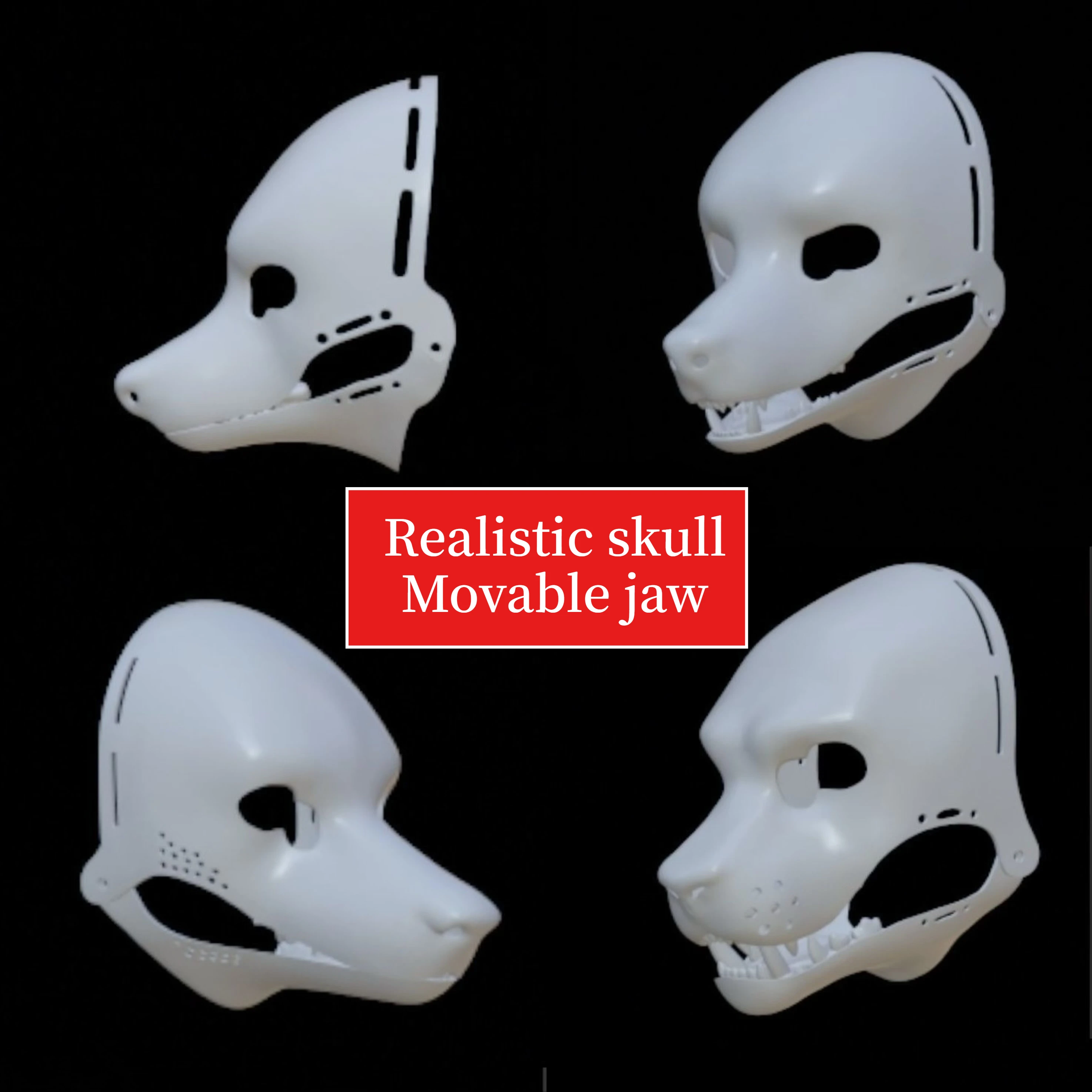 

Base Mask Realistic Animal Skull Handsome Dog Tiger Cat Movable Chin Animal Skull 3D Printing Cos DIY Accessories Anime Props