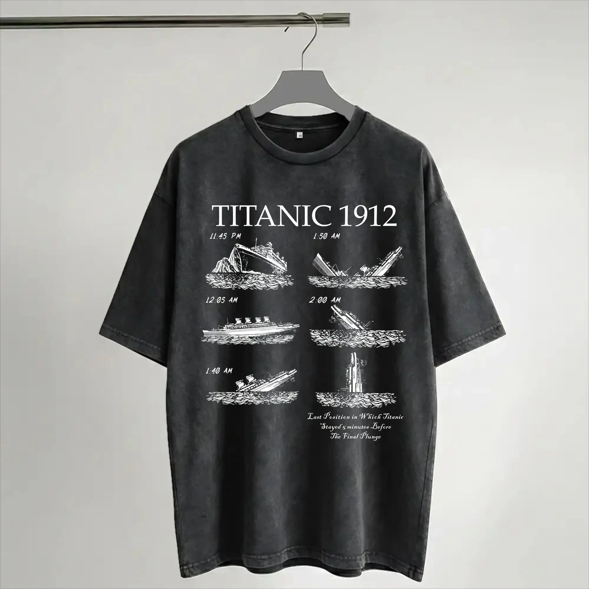 Graphic Printed Titanic jack and rose Washed T Shirts Outfit Harajuku T-Shirt  Men Women Tee Shirt