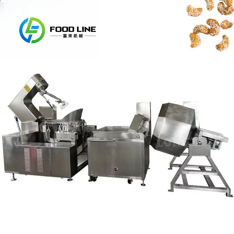 Customized Industrial Nut Sugar Coating & Frying Machine For Peanut Brittle Hazelnut Snack Food Processing Production