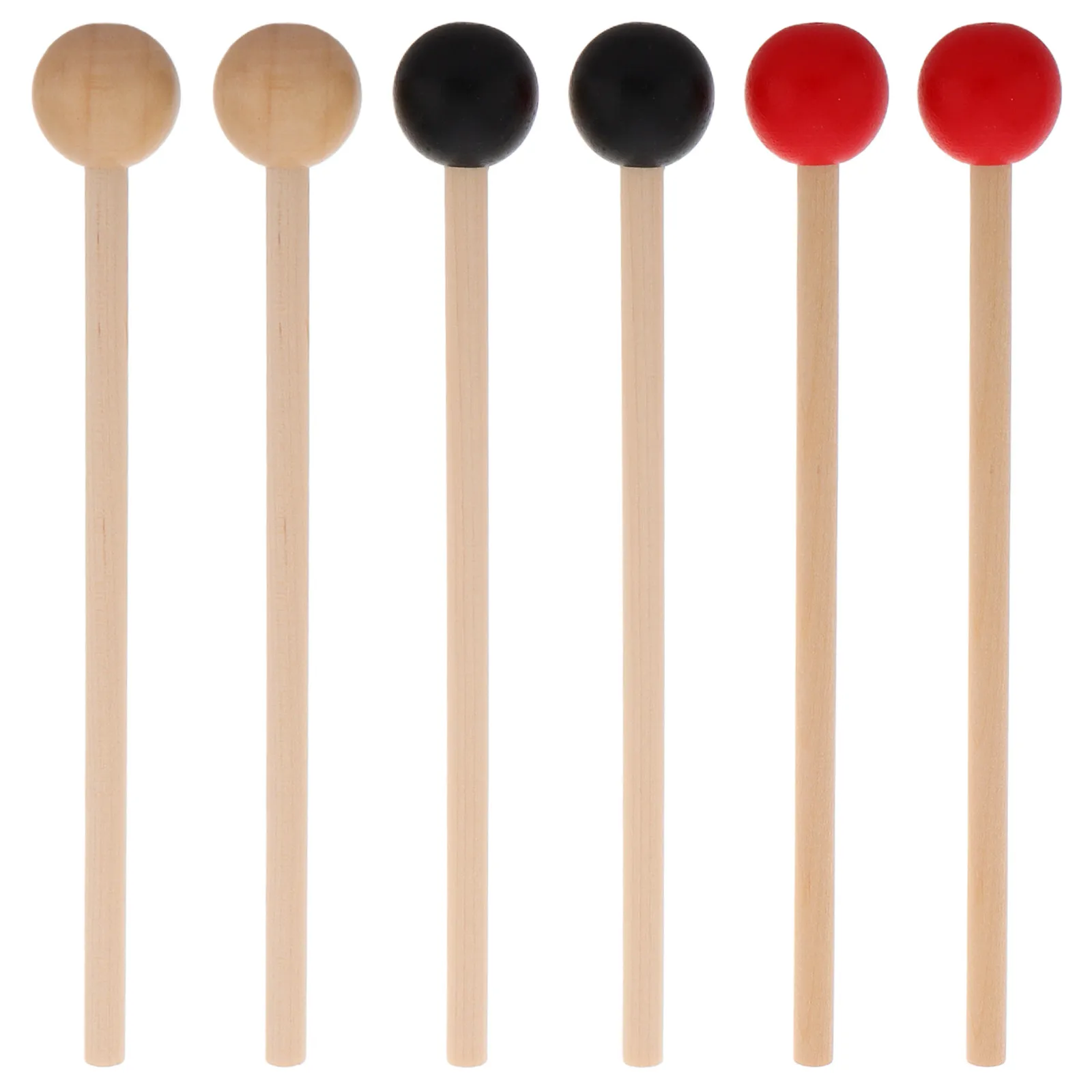 3 pares de mazos de madera maciza resistentes para xilófono, tambor de lengüetas, tambores Taiko, instrumentos de percusión, baquetas para principiantes, cómodas