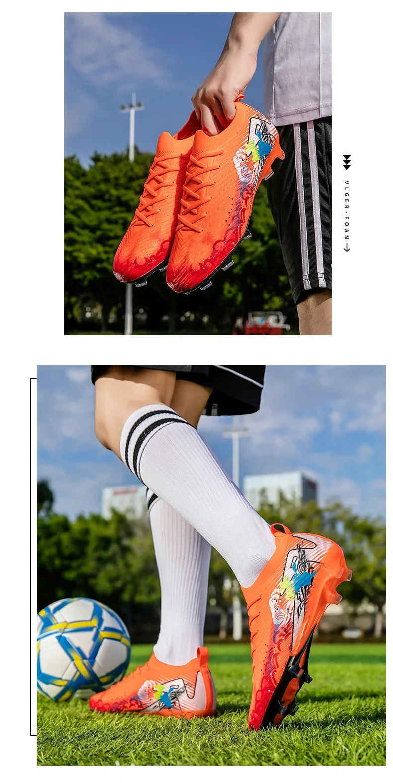 Neue Herren Fußballschuhe Trainingsschuhe Fußballschuhe mit langen Stollen Ultraleichte Fußballschuhe FG Rutschfeste Outdoor-Schuhe Dropshipping – Detail 23