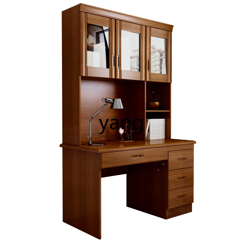 

LTT all solid wood desk bookshelf combination modern simple bookcase integrated home study table