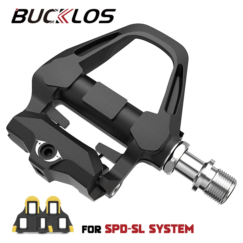 【セール中】BUCKLOS ロードバイクペダル SPD-SL チタンスピンドル自転車セルフロックペダル クリート付き バイクレースペダル 自転車部品