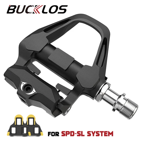 Pedales de bicicleta de carretera BUCKLOS para SPD-SL, Pedal autoblocante de bicicleta con husillo de titanio con tacos, pedales de carrera, pieza de bicicleta