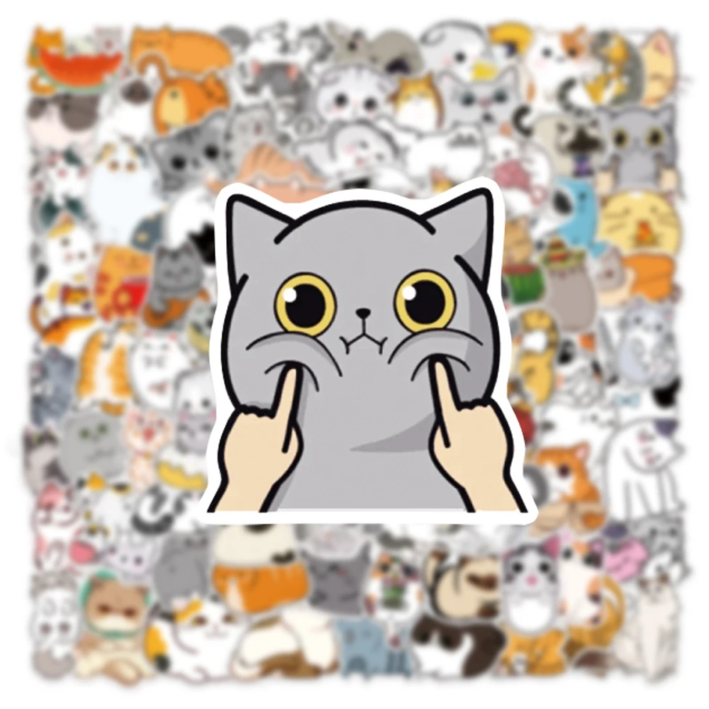 10/30/50/100 pçs gato bonito kitty dos desenhos animados adesivos decalques crianças brinquedo portátil telefone mala notebook guitarra geladeira decoração adesivo