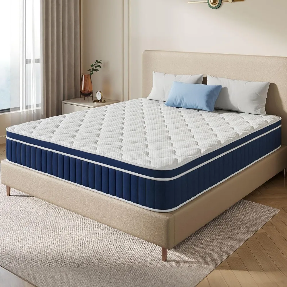 

Queen Size Mattress, 12 Inch Foam Hybrid Mattress with Independent Spring, Medium Firm Mattresses in a Box