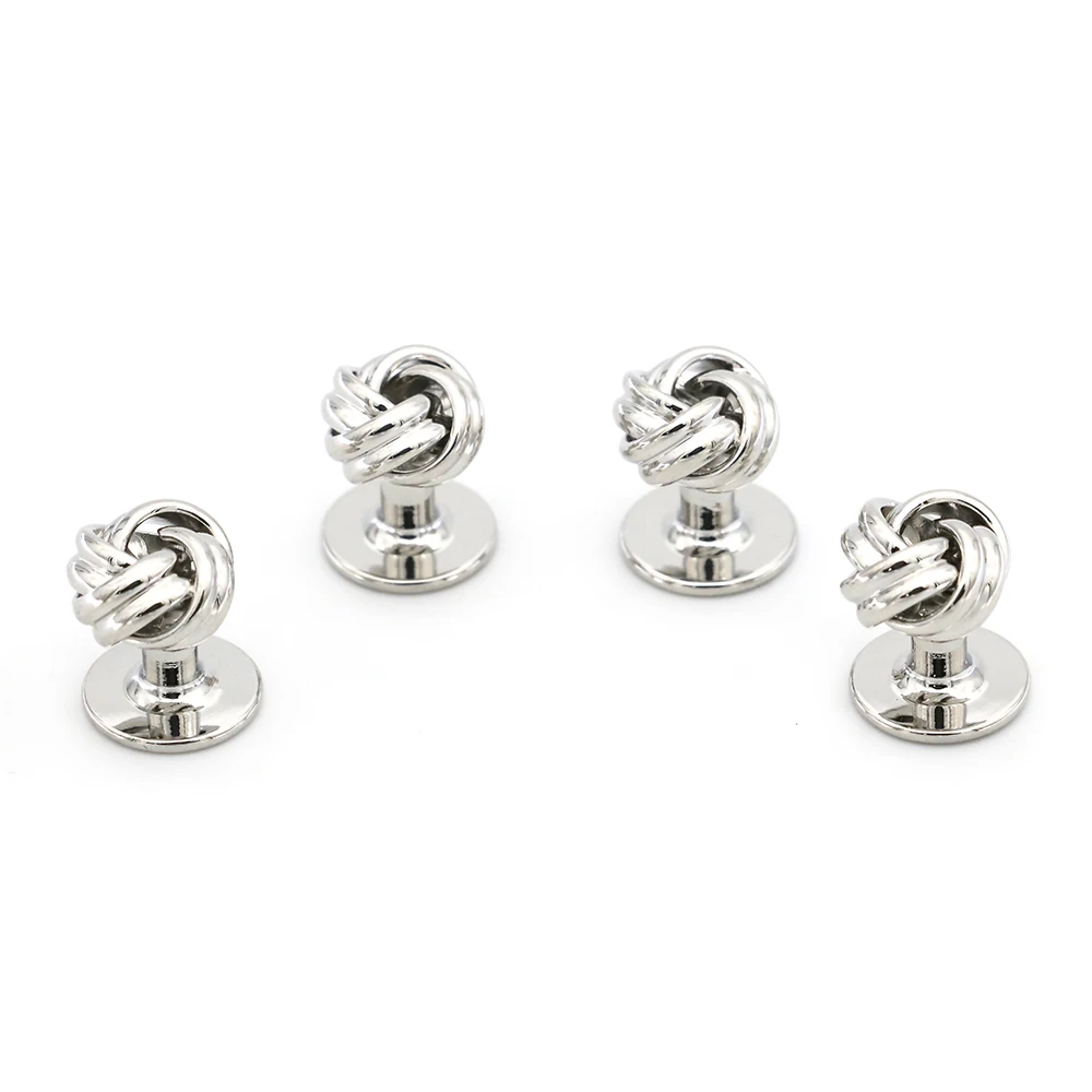 Knot Design Tuxedo Studs And Cufflinks Stud Sets For Men Quality Copper Material Silver Color Cuff Links Wholesale&retail