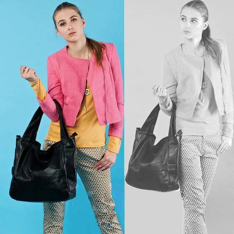 

Zency 100% Genuine Leather Classic Women Shoulder Bag Large Tote Hobos Shopping Bag Lady Crossbody Purse