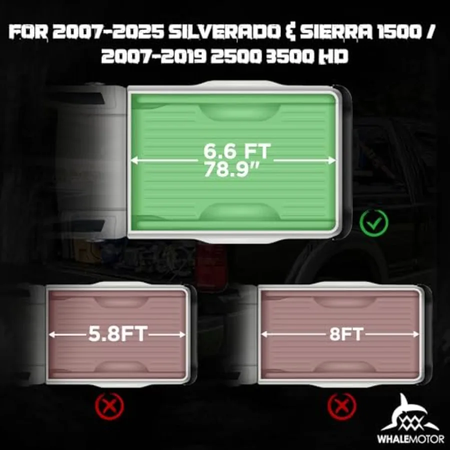 Truck Bed Tonneau Cover Compatible with Chevy Silverado GMC Sierra 1500 20072025 2500 3500 HD(20072019) 6.6 ft Standard Box(NO