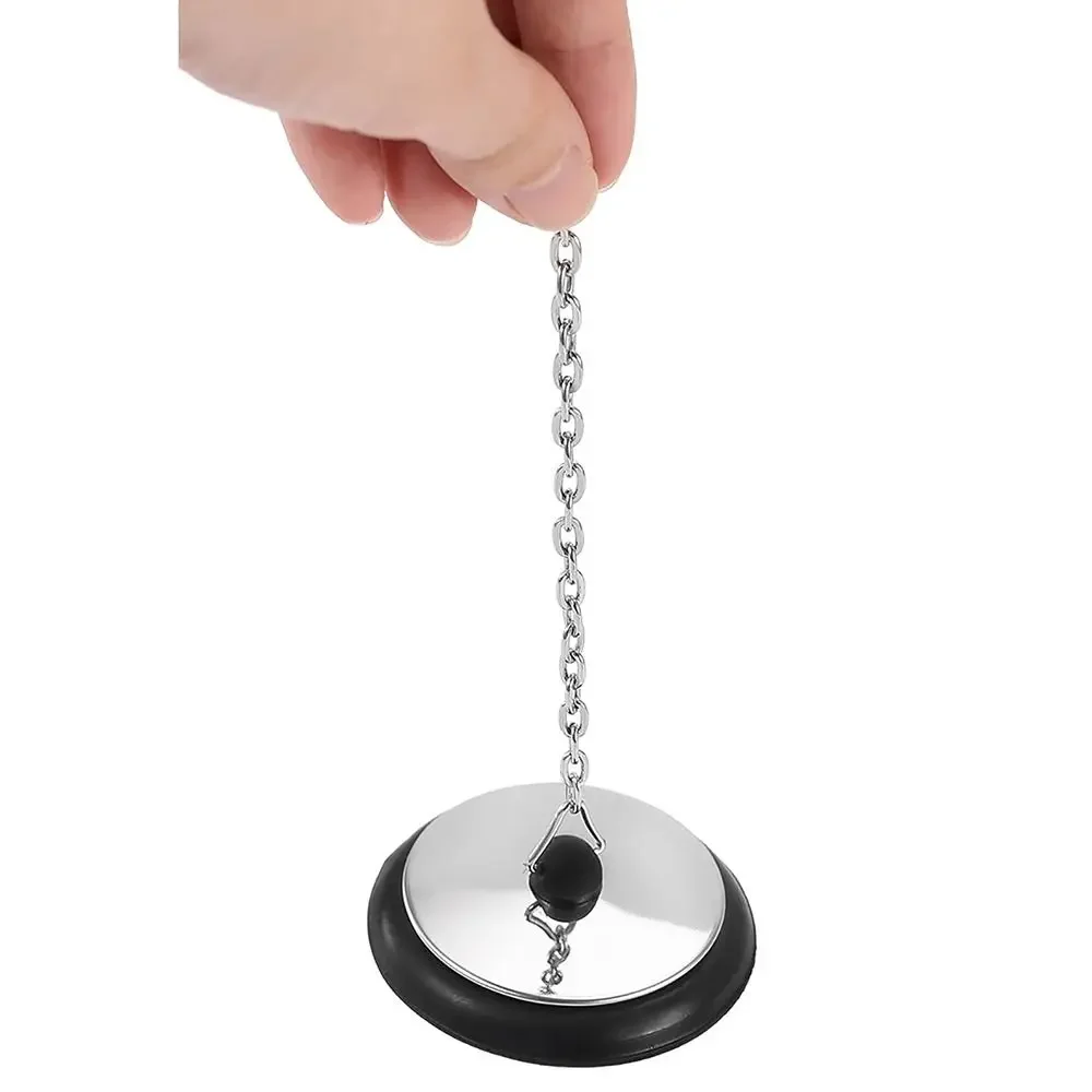 1 szt. Wytrzymała gumowa zatyczka do wanny z łańcuszkiem, silikonowy odpływ do wanny z kółkiem do zawieszania 4/4,3/5 cm, korek do wanny, akcesoria do wanny