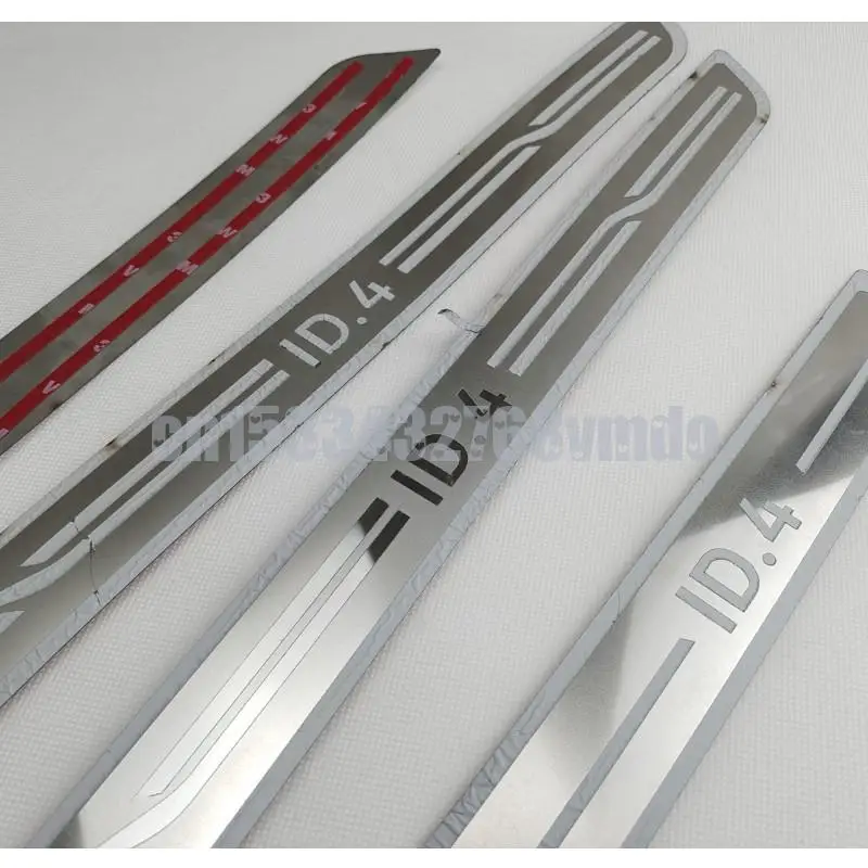 Car Door Sill Scuff Plate Stickers for 2021 Volkswagen ID.4 Stainless Steel Accessories VW ID4 Styling