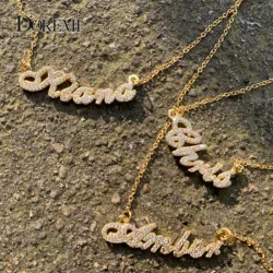 DOREMI Custom Name Necklace Crystal Pendant Chain Zircon Letter Necklace for Mom Women