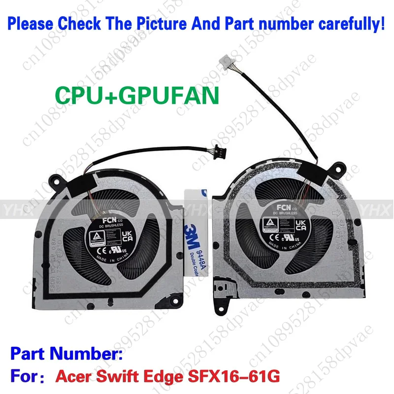 

GYX новый для Acer Swift Edge SFX16-61G процессор + охлаждающий вентилятор графического процессора R + L быстрая доставка