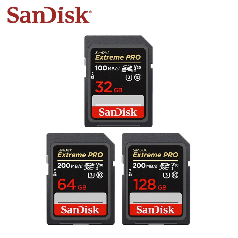 SanDisk V30 SD Card for Camera Up to 200Mb/s SDXC Memory Card 128GB 256GB 64GB 32GB U3 C10 Flash UHS-I Camera Card 100% Original