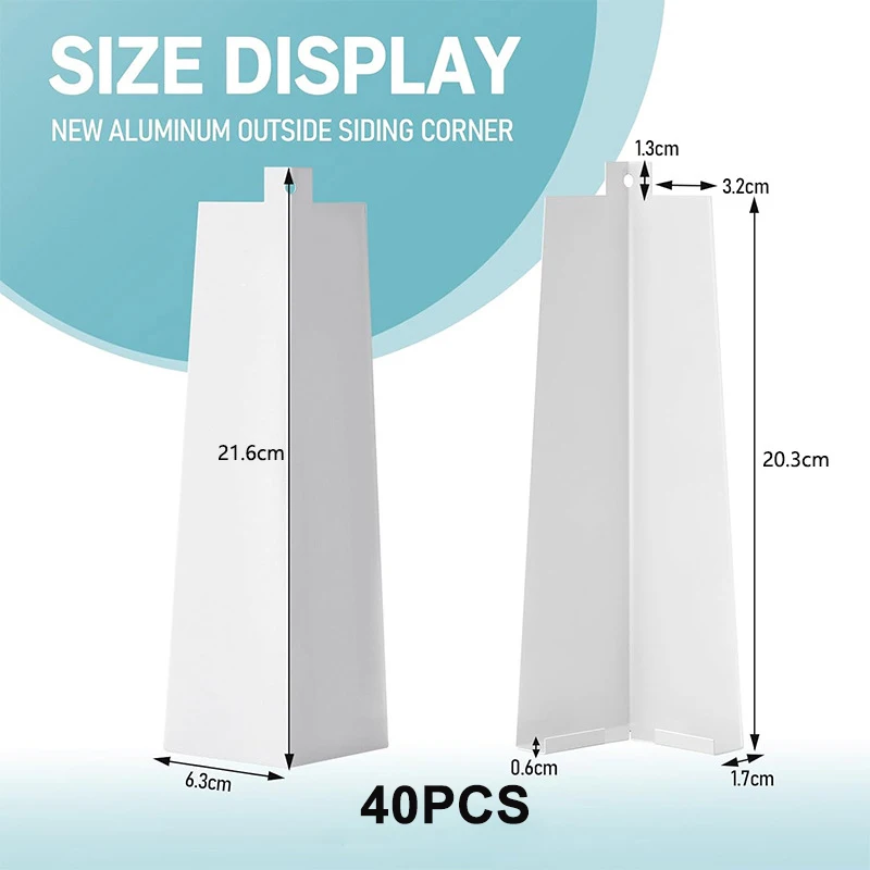 40 Pcs Aluminum Siding Corners Outside White Corner Caps Smooth Siding Trim Metal Nails Included for Mobile Home House Exterior