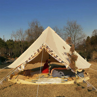 3-4 Person Outdoor Camping Family Tent Cotton Eaves Big Space Waterproof Thickened Yurt Pyramid Villa Style Tent Family Camping