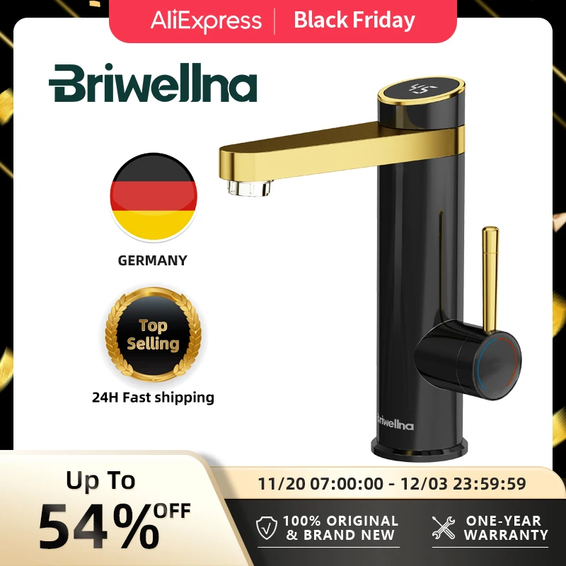 Keran Aliran Pemanas Air Briwellna 2 In 1 Pemanas Aliran untuk Rumah Keran Pemanas Mini Tanpa Tangki 120 ° Keran Listrik Putar 220V